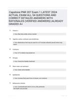 Capstone PNR 207 Exam 1 LATEST 2024 ACTUAL EXAM ALL 54 QUESTIONS AND CORRECT DETAILED ANSWERS WITH RATIONALES (VERIFIED ANSWERS) |ALREADY GRADED A+