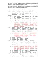 ATI MATERNAL NEWBORN PRACTICE ASSESSMENT A-WITH 100% VERIFIED ANSWERS