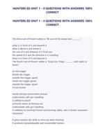 HUNTERS ED UNIT 1  9 QUESTIONS WITH ANSWERS 100% CORRECT