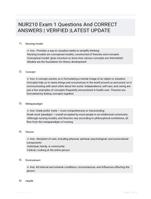 NUR210 Exam 1 Questions And CORRECT ANSWERS |  VERIFIED |LATEST UPDATE