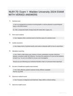 NUR170: Exam 1 -Walden  University 2024 EXAM WITH VERIIED  ANSWERS
