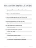Midterm EXAM 190 QUESTIONS AND ANSWERS