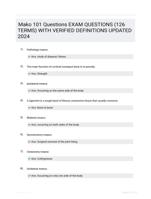 Mako 101 Questions EXAM QUESTIONS (126 TERMS) WITH VERIFIED DEFINITIONS UPDATED 2024
