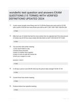 wonderlic test question and answers EXAM QUESTIONS (15 TERMS) WITH VERIFIED DEFINITIONS UPDATED 2024