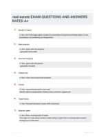 real estate EXAM QUESTIONS AND ANSWERS RATED A+