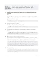 Biology 1 exam pro questions Review with Solutions