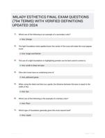 MILADY ESTHETICS FINAL EXAM QUESTIONS (794 TERMS) WITH VERIFIED DEFINITIONS UPDATED 2024