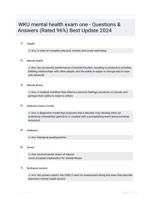 WKU mental health exam one - Questions & Answers (Rated 96%) Best Update 2024