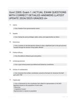 Govt 2305: Exam 1 /ACTUAL EXAM QUESTIONS WITH CORRECT DETAILED ANSWERS |LATEST UPDATE 2024/2025 GRADED A+