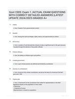Govt 2305: Exam 1 /ACTUAL EXAM QUESTIONS WITH CORRECT DETAILED ANSWERS |LATEST UPDATE 2024/2025 GRADED A+
