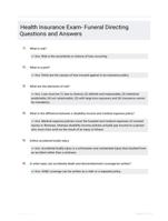 Health Insurance Exam- Funeral Directing Questions and Answers