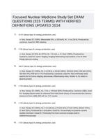 Focused Nuclear Medicine Study Set EXAM QUESTIONS (325 TERMS) WITH VERIFIED DEFINITIONS UPDATED 2024