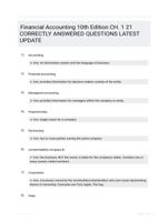 Financial Accounting 10th Edition CH. 1 21 CORRECTLY ANSWERED QUESTIONS LATEST UPDATE