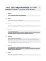 Test 1: Patho Maryville Nurs 611 29 CORRECTLY ANSWERED QUESTIONS LATEST UPDATE