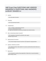 A&P Exam Prep  QUESTIONS AND VERIFIED  ANSWERS(74 QUESTIONS AND ANSWERS) ALREADY GRADED A+