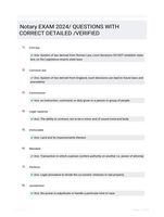 Notary EXAM 2024/ QUESTIONS WITH CORRECT DETAILED /VERIFIED