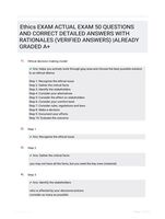 Ethics EXAM ACTUAL EXAM 50 QUESTIONS AND CORRECT DETAILED ANSWERS WITH RATIONALES (VERIFIED ANSWERS) |ALREADY GRADED A+