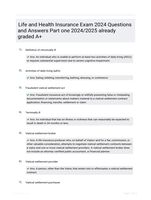 Life and Health Insurance Exam 2024 Questions and Answers Part one 2024/2025  already graded A+