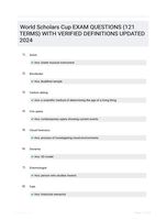 World Scholars Cup EXAM QUESTIONS (121 TERMS) WITH VERIFIED DEFINITIONS UPDATED 2024