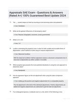 Appraisals SAE Exam - Questions & Answers (Rated A+) 100% Guaranteed Best Update 2024