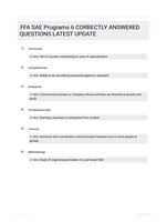 FFA SAE Programs 6 CORRECTLY ANSWERED QUESTIONS LATEST UPDATE