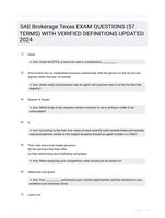 SAE Brokerage Texas EXAM QUESTIONS (57 TERMS) WITH VERIFIED DEFINITIONS UPDATED 2024