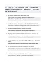 03 Units 1-3 Fall Semester Final Exam Review Questions And CORRECT ANSWERS |  VERIFIED |LATEST UPDATE