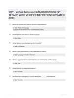 RBT - Verbal Behavior EXAM QUESTIONS (21 TERMS) WITH VERIFIED DEFINITIONS UPDATED 2024