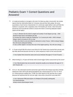 Pediatric Exam 1 Correct Questions and Answers!