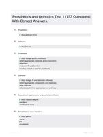 Prosthetics and Orthotics Test 1 |153 Questions| With Correct Answers.