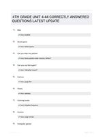 4TH GRADE UNIT 4 44 CORRECTLY ANSWERED QUESTIONS LATEST UPDATE
