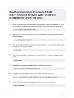 Health and Accident Insurance EXAM QUESTIONS (62 TERMS) WITH VERIFIED DEFINITIONS UPDATED 2024