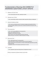 Fundamentals of Nursing 204 CORRECTLY ANSWERED QUESTIONS LATEST UPDATE