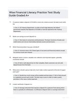 Wise Financial Literacy Practice Test Study Guide Graded A+