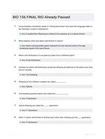 BIO 156 FINAL RIO Already Passed