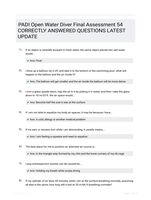 PADI Open Water Diver Final Assessment 54 CORRECTLY ANSWERED QUESTIONS LATEST UPDATE