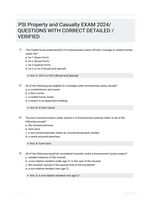 PSI Property and Casualty EXAM 2024/ QUESTIONS WITH CORRECT DETAILED /VERIFIED