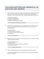 Final EXAM QUESTIONS AND ANSWERS ALL 98 QUESTIONS AND ANSWERS