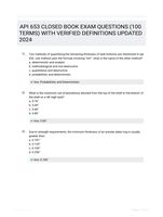 API 653 CLOSED BOOK EXAM QUESTIONS (100 TERMS) WITH VERIFIED DEFINITIONS UPDATED 2024