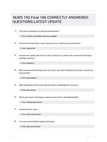 NURS 190 Final 186 CORRECTLY ANSWERED QUESTIONS LATEST UPDATE