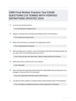 EMR Final Written Practice Test EXAM QUESTIONS (18 TERMS) WITH VERIFIED DEFINITIONS UPDATED 2024