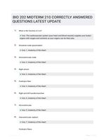 BIO 202 MIDTERM 210 CORRECTLY ANSWERED QUESTIONS LATEST UPDATE