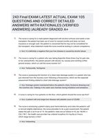 243 Final EXAM LATEST  ACTUAL EXAM 105 QUESTIONS AND CORRECT DETAILED ANSWERS WITH RATIONALES (VERIFIED ANSWERS) |ALREADY GRADED A+