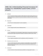 AINS 102: Understanding Personal Insurance 62 CORRECTLY ANSWERED QUESTIONS LATEST UPDATE
