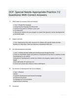 DCF: Special Needs Appropriate Practice |12 Questions| With Correct Answers.