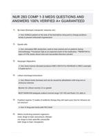 NUR 283 COMP 1-3 MEDS QUESTIONS AND ANSWERS 100% VERIFIED A+ GUARANTEED