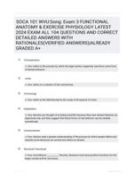 SOCA 101 WVU:Song: Exam 3 FUNCTIONAL ANATOMY & EXERCISE PHYSIOLOGY LATEST 2024 EXAM ALL 104 QUESTIONS AND CORRECT DETAILED ANSWERS WITH RATIONALES(VERIFIED ANSWERS)|ALREADY GRADED A+
