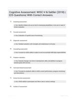 Cognitive Assessment: WISC-V & Sattler (2018) |225 Questions| With Correct Answers.