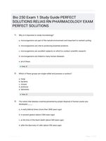 Bio 250 Exam 1 Study Guide PERFECT SOLUTIONS RELIAS RN PHARMACOLOGY EXAM  PERFECT SOLUTIONS
