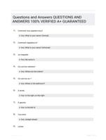 Questions and Answers QUESTIONS AND ANSWERS 100% VERIFIED A+ GUARANTEED